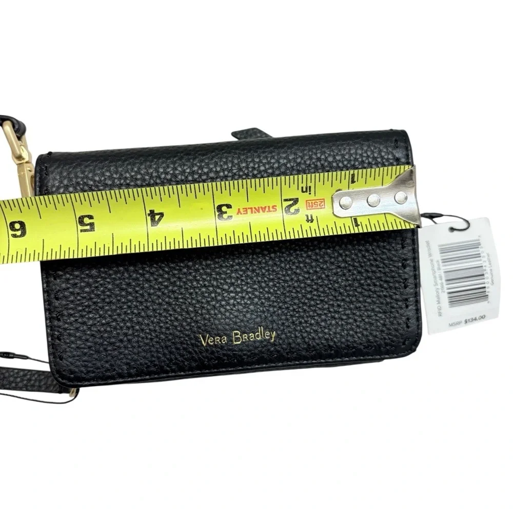 Vera Bradley black leather wristlet clutch bag nwt new